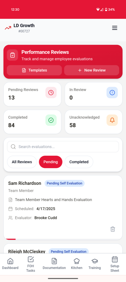 An evaluation being completed on a phone