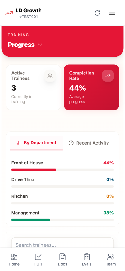 Training progress on a phone
